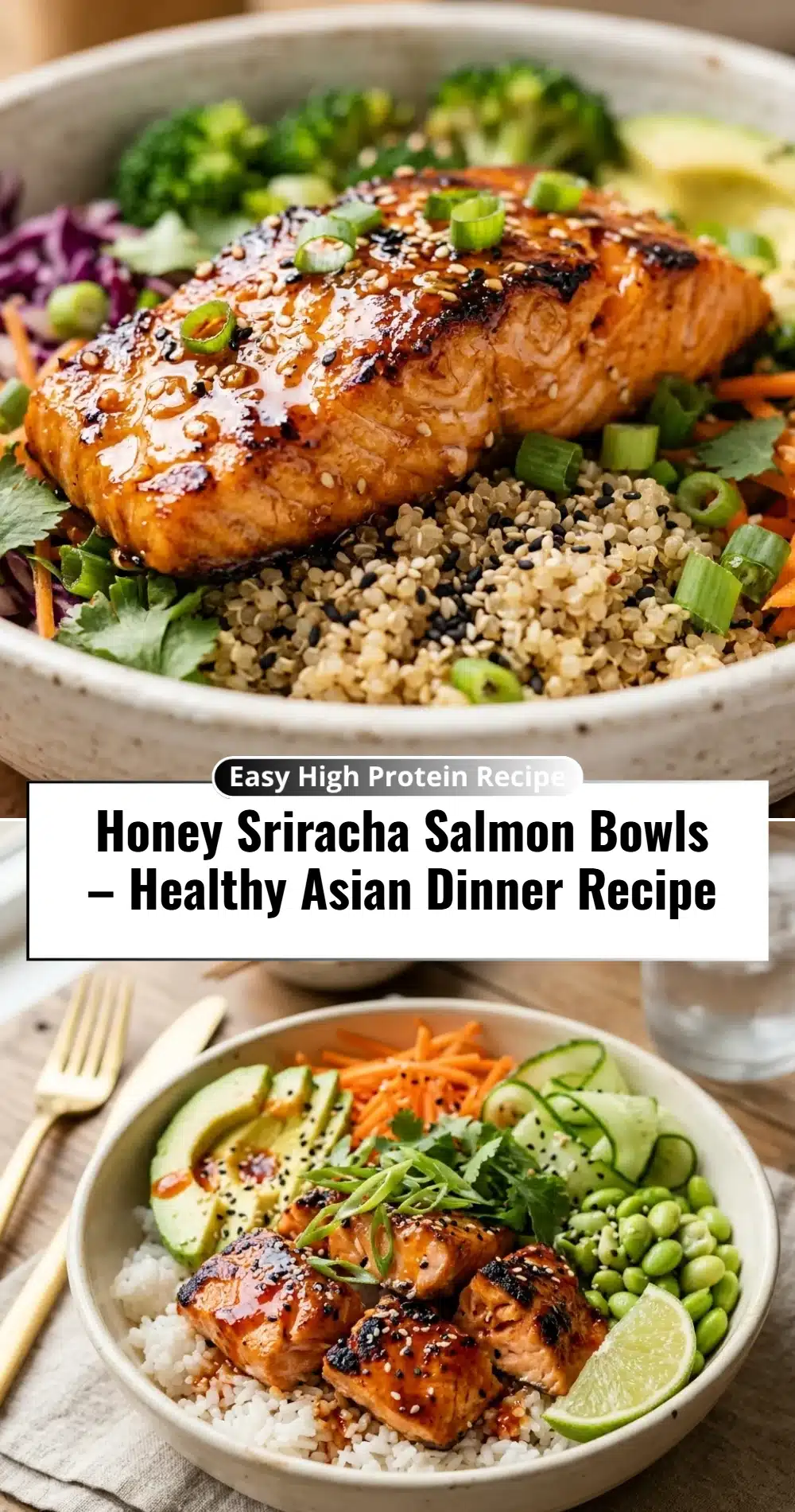 Honey Sriracha Salmon Bowls – Healthy Asian Dinner Recipe