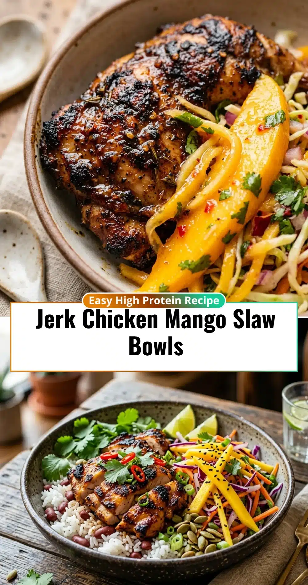 Jerk Chicken Mango Slaw Bowls