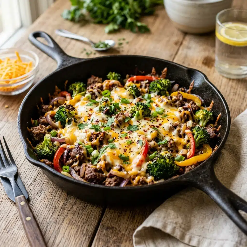 Keto Hamburger Broccoli Skillet