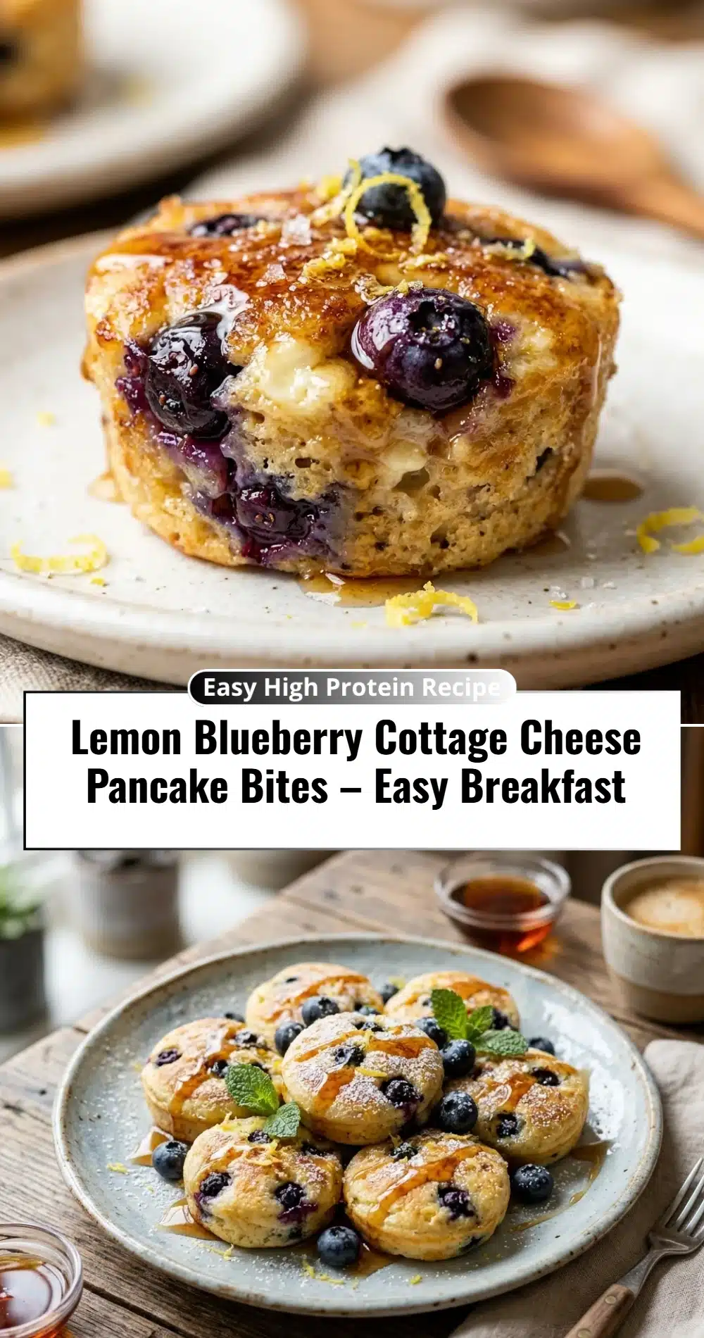 Lemon Blueberry Cottage Cheese Pancake Bites – Easy Breakfast