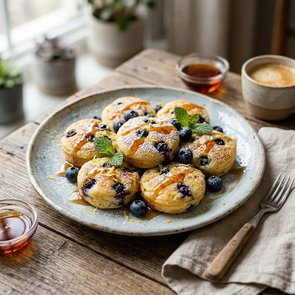 Lemon Blueberry Cottage Cheese Pancake Bites – Easy Breakfast
