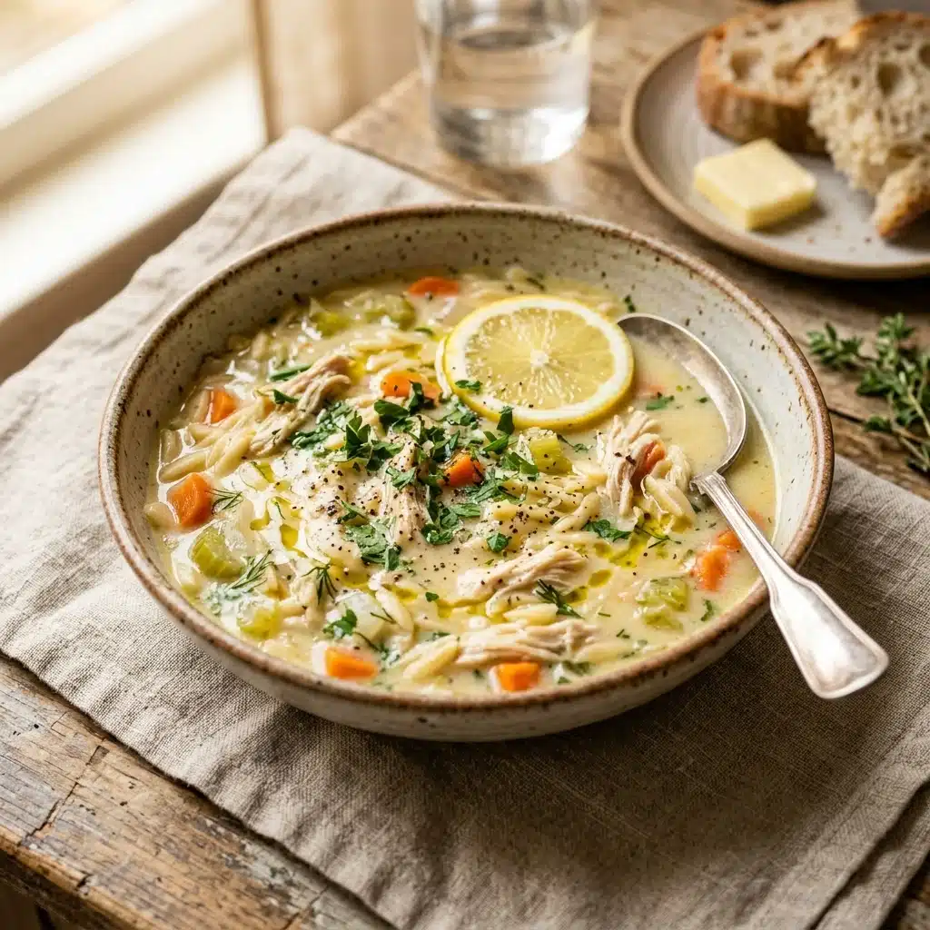 Lemon Chicken Orzo Soup