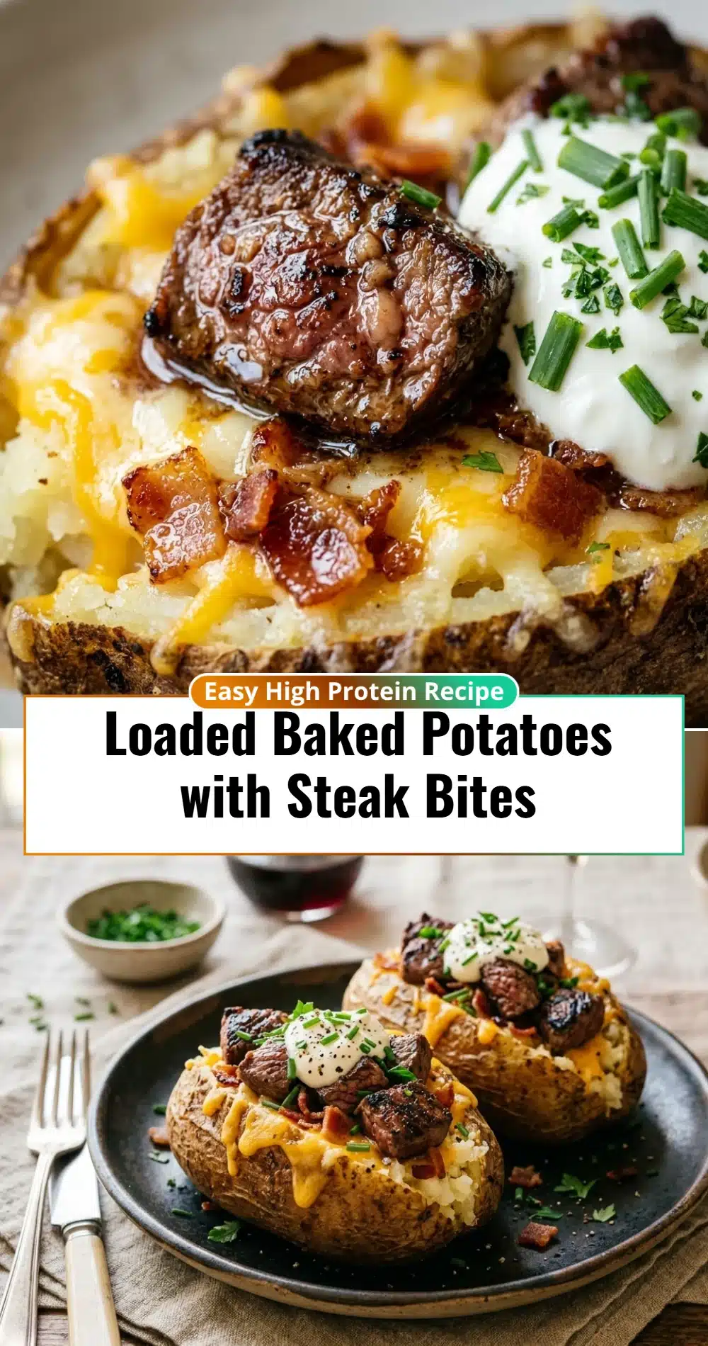 Loaded Baked Potatoes with Steak Bites