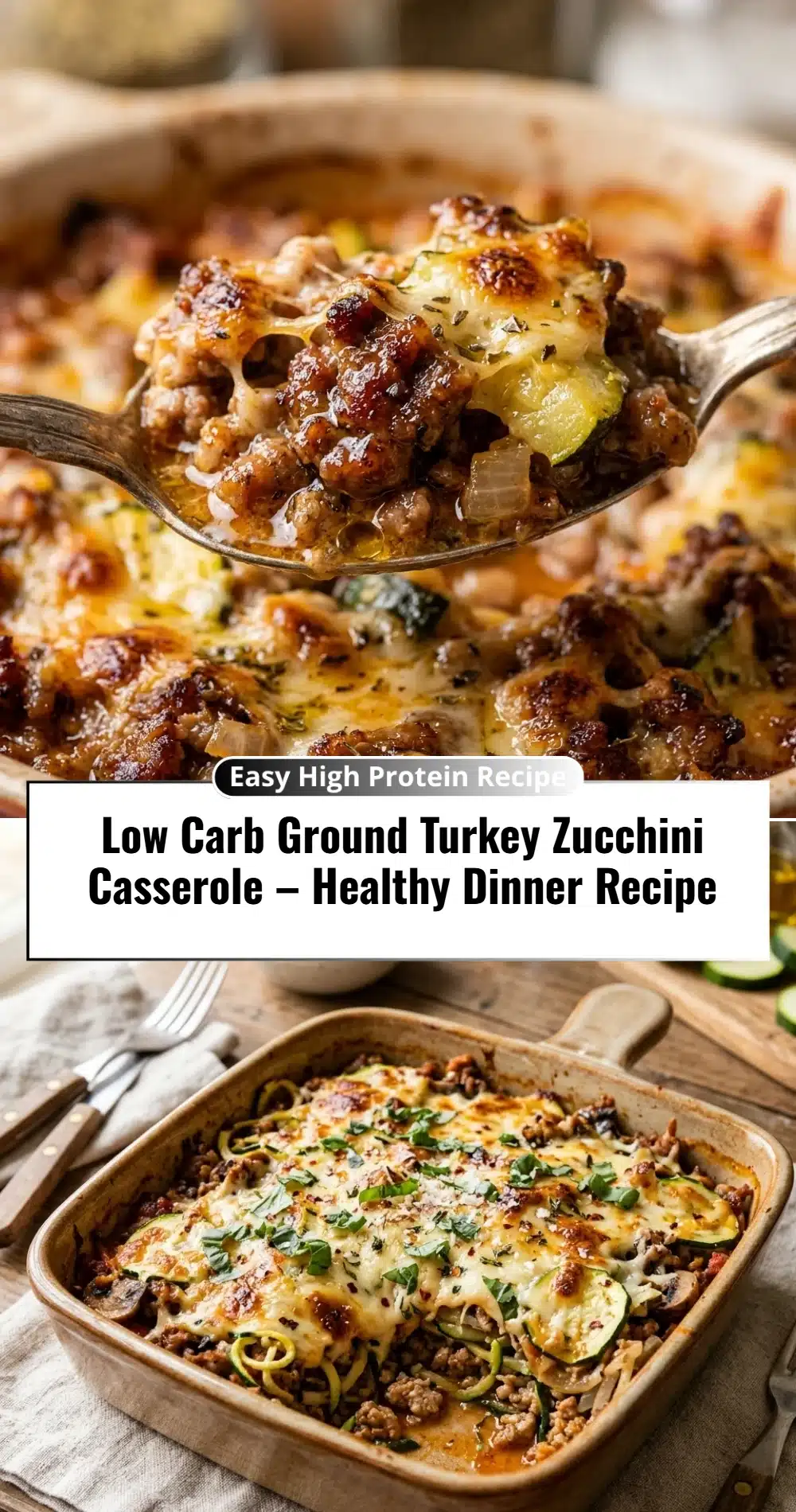 Low Carb Ground Turkey Zucchini Casserole – Healthy Dinner Recipe