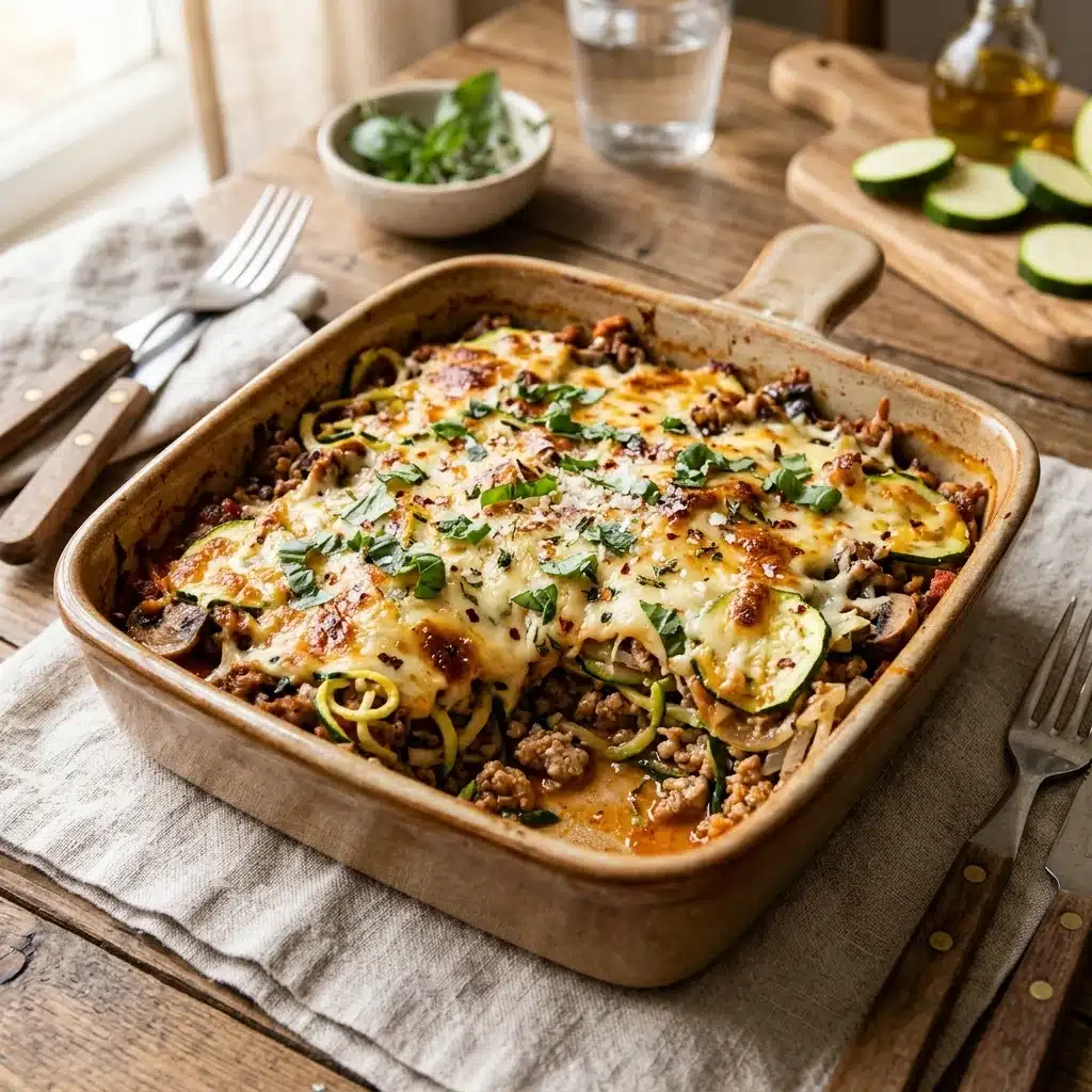 Low Carb Ground Turkey Zucchini Casserole – Healthy Dinner Recipe