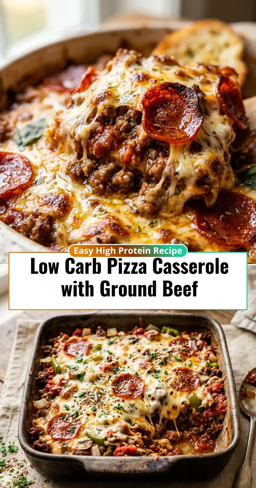 Low Carb Pizza Casserole with Ground Beef