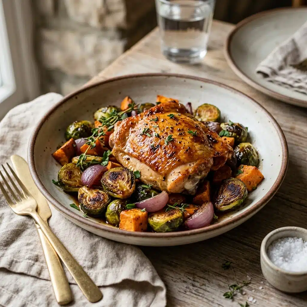 Maple Roasted Chicken and Brussels Sprouts