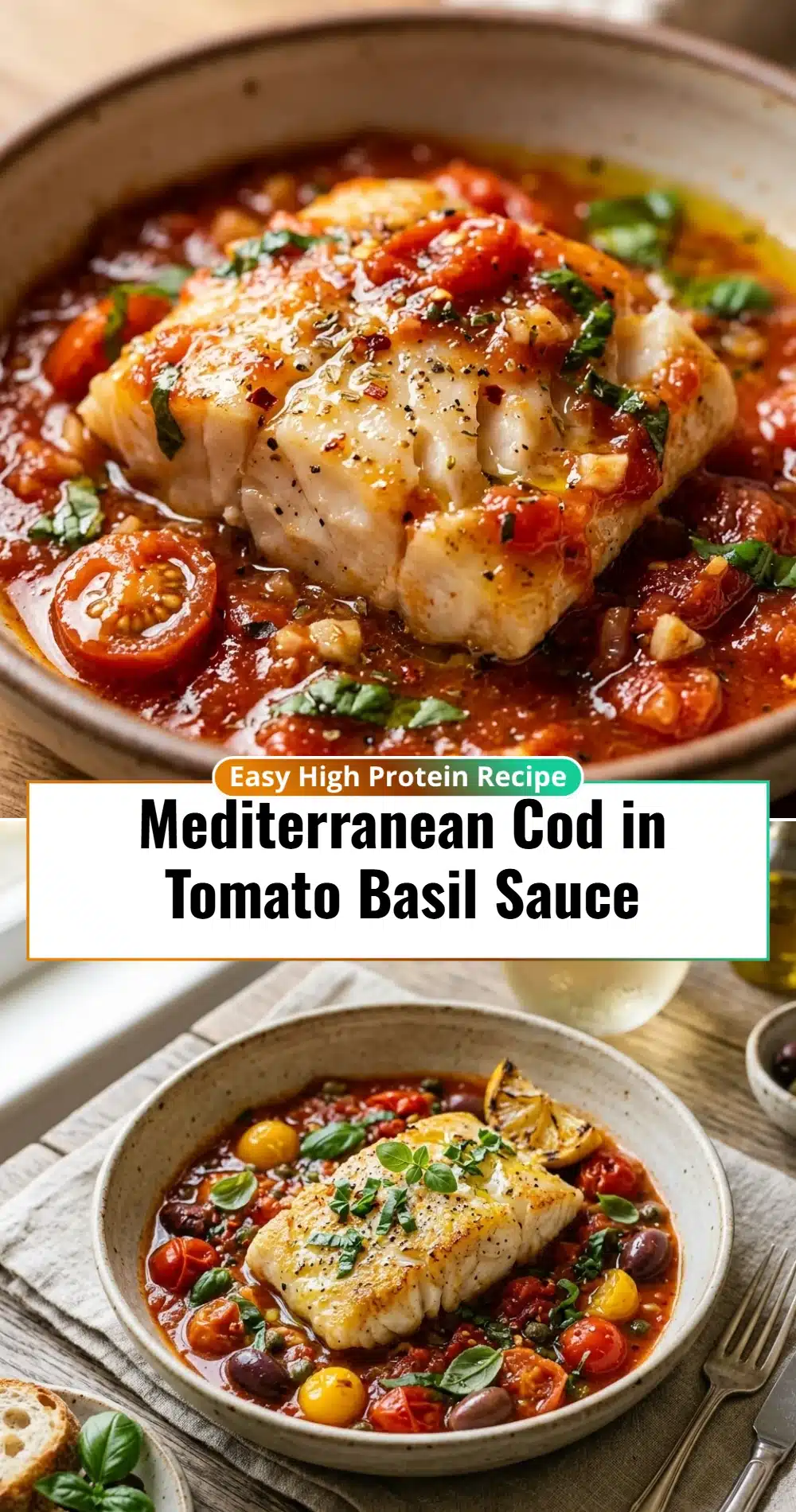 Mediterranean Cod in Tomato Basil Sauce