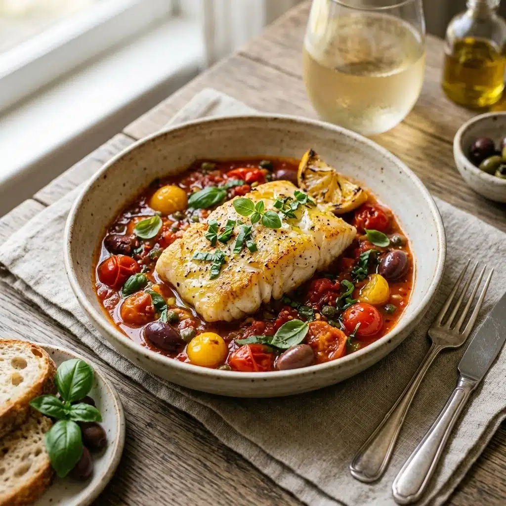 Mediterranean Cod in Tomato Basil Sauce