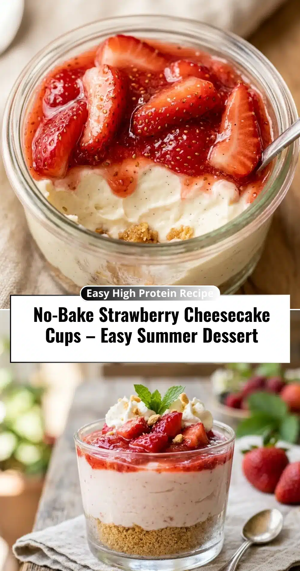 No-Bake Strawberry Cheesecake Cups – Easy Summer Dessert