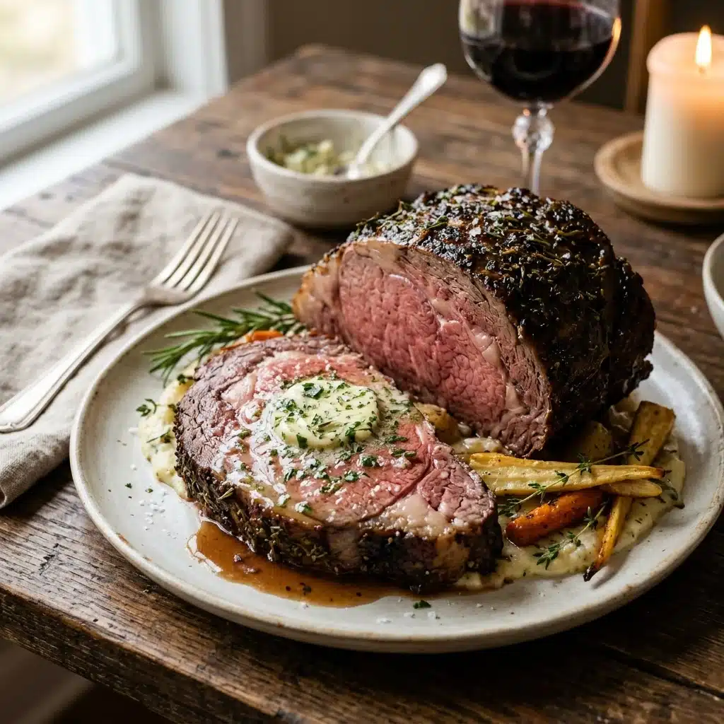 Prime Rib Roast With Garlic Herb Butter