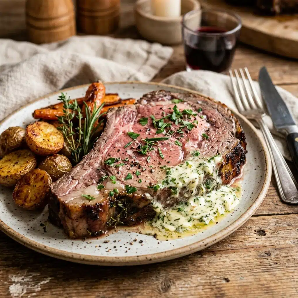 Prime Rib Roast With Garlic Herb Butter