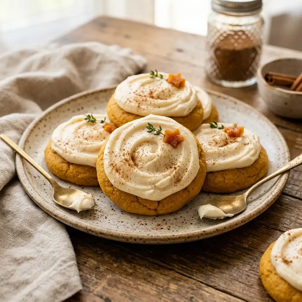Pumpkin Sugar Cookies with Cream Cheese Frosting