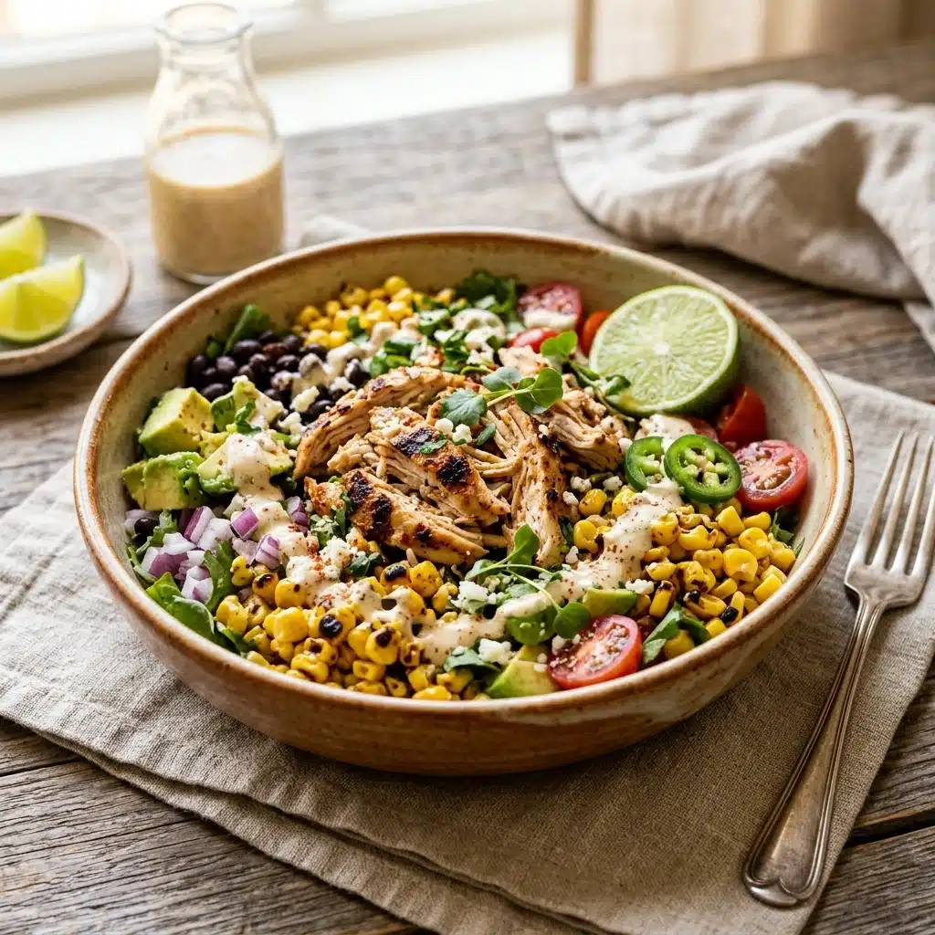 Quick High Protein Chicken Street Corn Salad