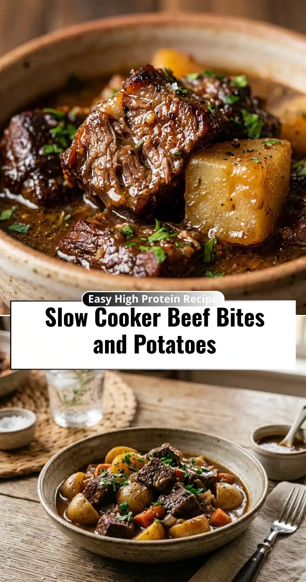 Slow Cooker Beef Bites and Potatoes