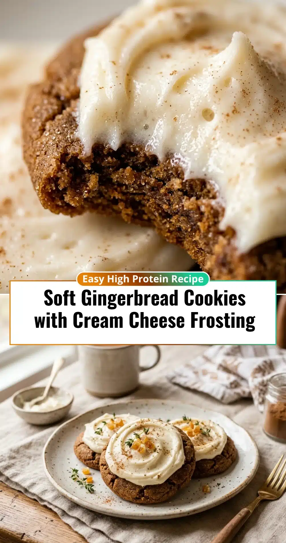 Soft Gingerbread Cookies with Cream Cheese Frosting
