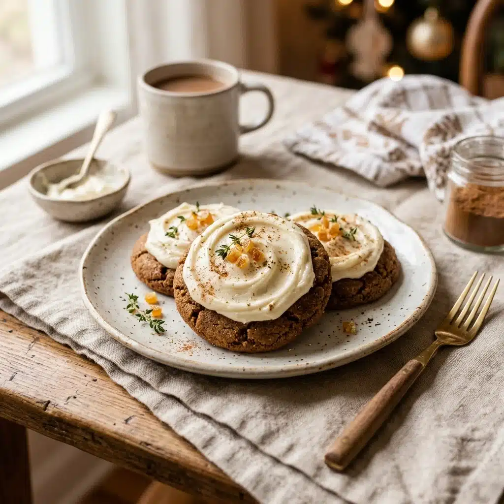 Soft Gingerbread Cookies with Cream Cheese Frosting