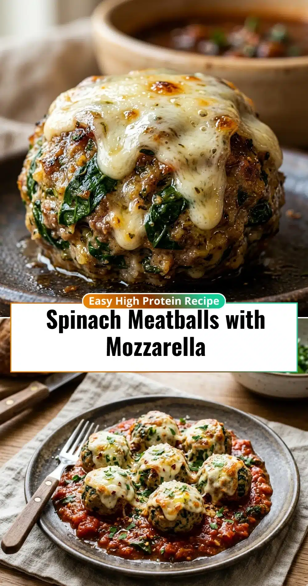 Spinach Meatballs with Mozzarella