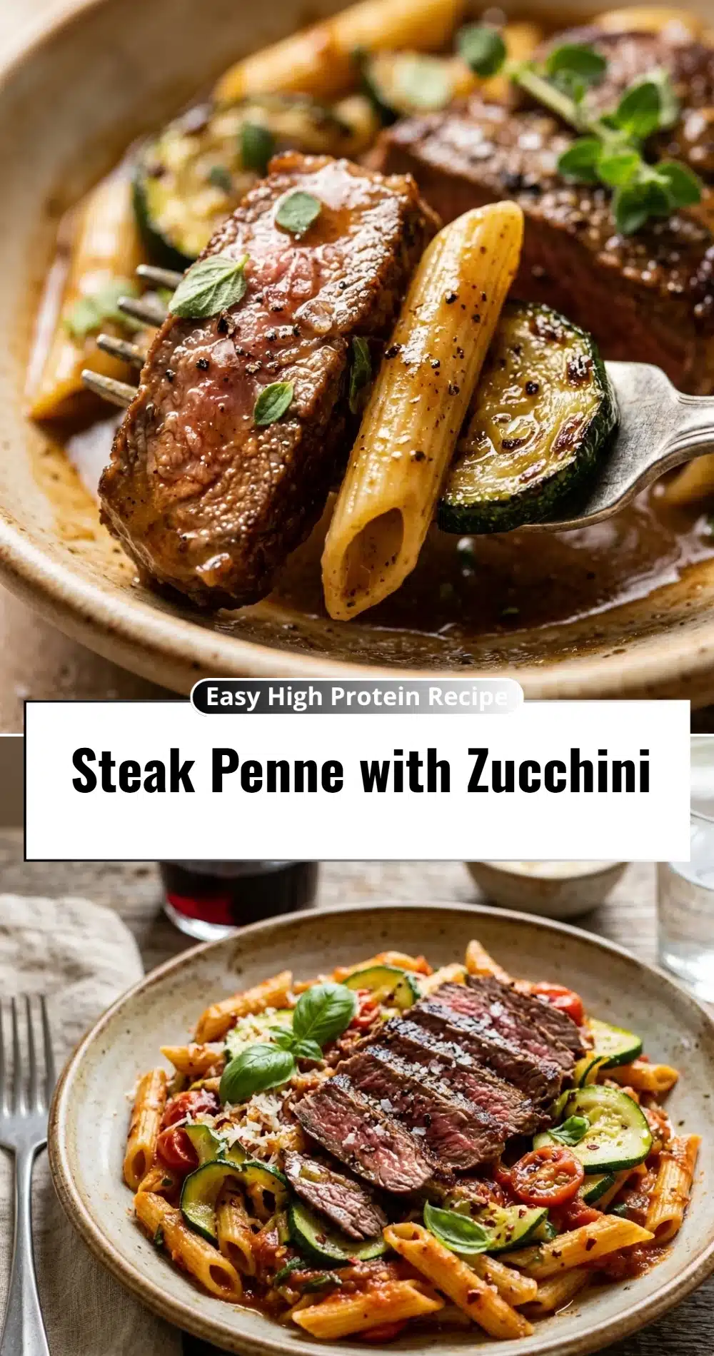 Steak Penne with Zucchini