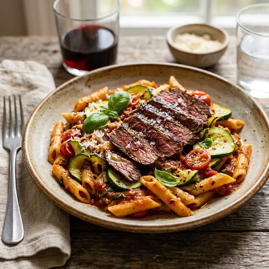 Steak Penne with Zucchini